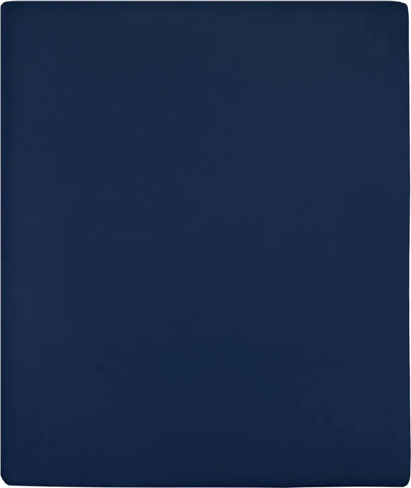 vidaXL tengerészkék pamutdzsörzé gumis lepedő 180x200 cm