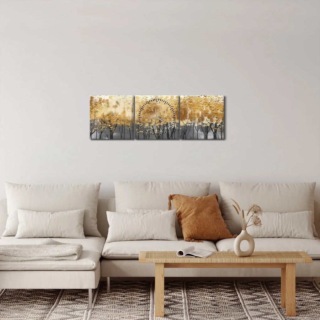 Kép - Arany fák (órával) (90x30 cm)