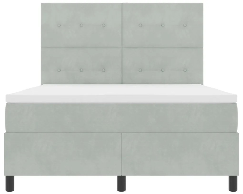 Boxspring Ágy Matraccal & LED Fénnyel Világosszürke 140x200 cm Bársonyos