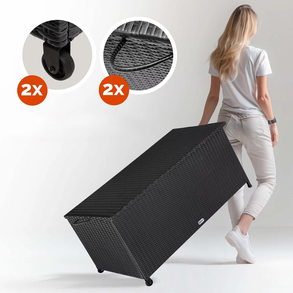 Deuba Tárolódoboz kerekekkel 370 l - fekete