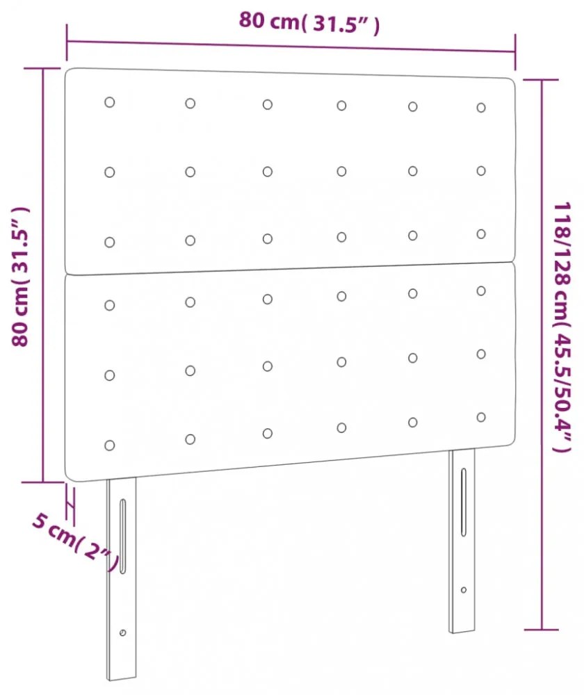 világosszürke szövet LED-es fejtámla 80x5x118/128 cm