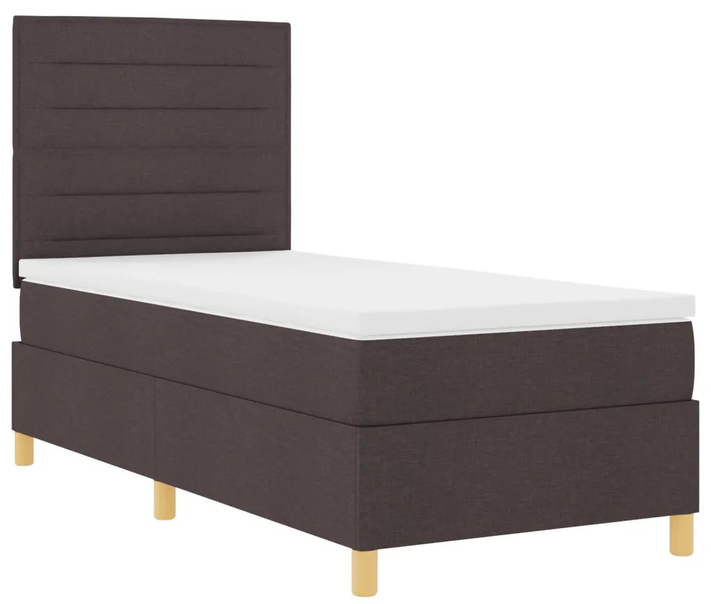 Box Spring Ágy matraccal & LED világítással Sötétbarna 90x200 cm Szövet