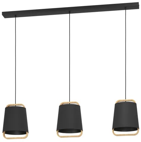 Eglo 390186 - Csillár zsinóron CAMALOZA 3xE27/40W/230V fekete