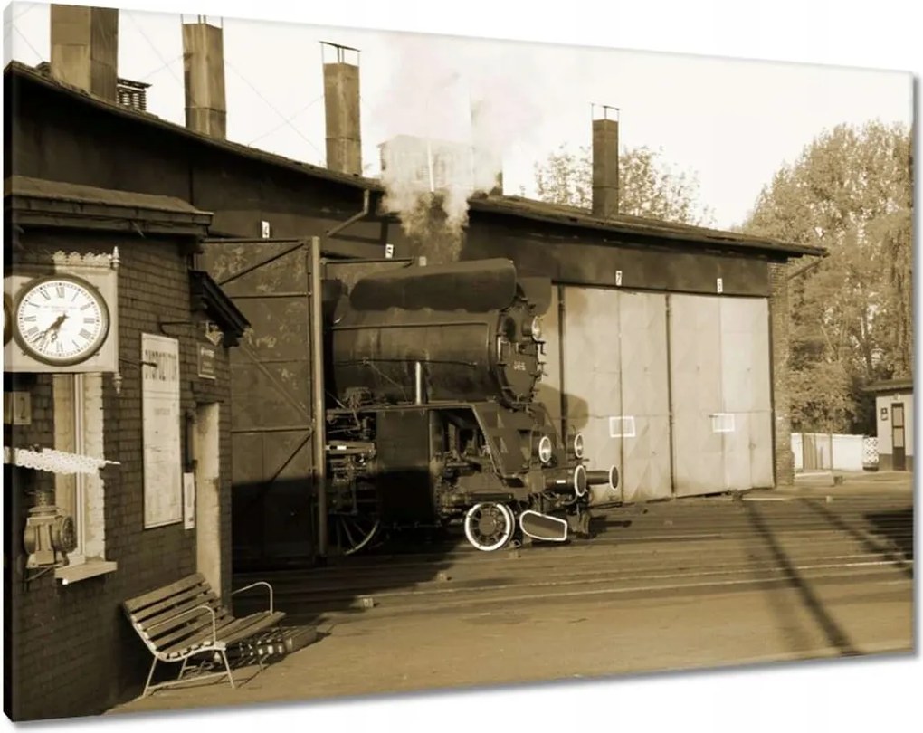 Festmények 100x70 Gőzmozdony Ol 49-69 Szépia