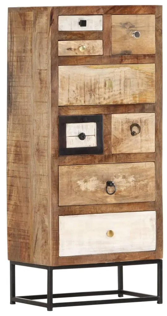 tömör újrahasznosított fa fiókos szekrény 45 x 30 x 105 cm