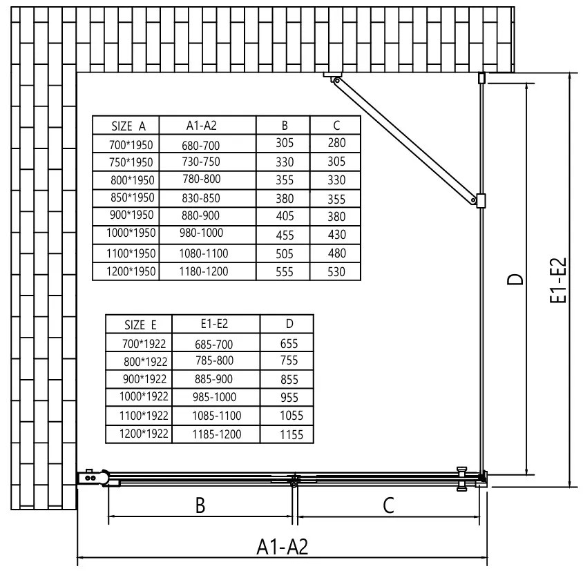 Erga Berlin, zuhanykabin összecsukható ajtóval 110 (ajtó) x 100 (fal) x 195 cm, 6mm átlátszó üveg, króm profil, ERG-V02-BERLIN-D110G100-CL-CR