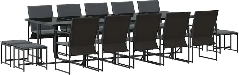 vidaXL Kert étkező szett 15 pcs Fekete Acél