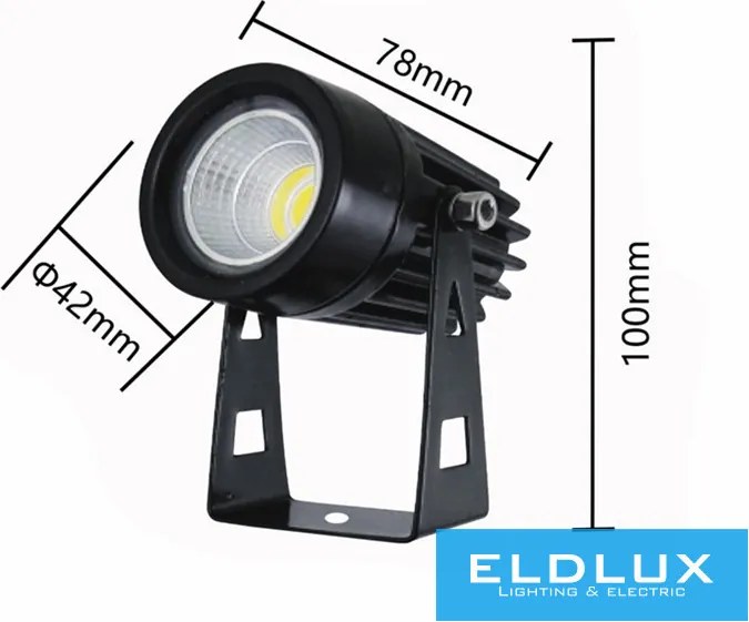 UNIVERSO Kerti spotlámpa 3.5w 360lm 4000k 60° IP65 fekete 100x78mm