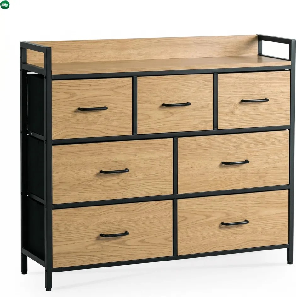 Komoda z Szufladami HUDSON 98 cm Dąb/Czarny