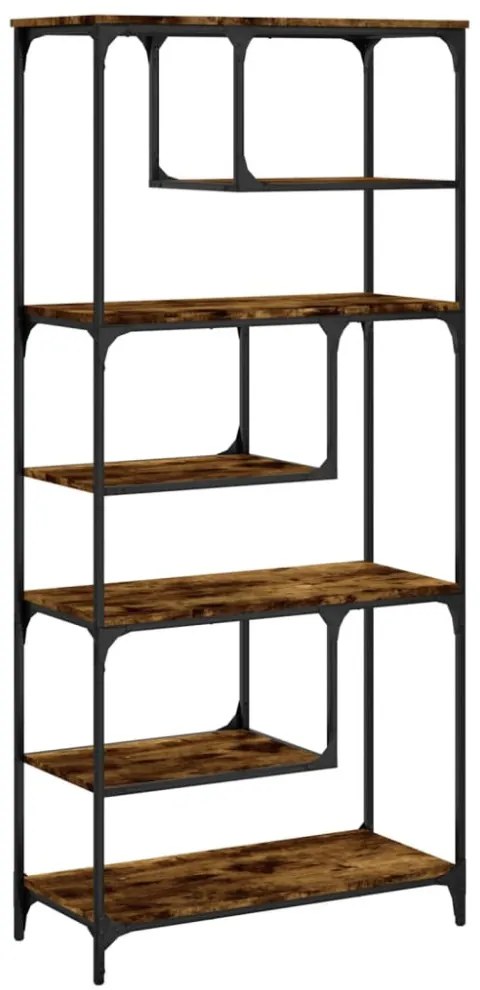 füstös tölgy színű szerelt fa könyvespolc 81 x 36 x 176 cm