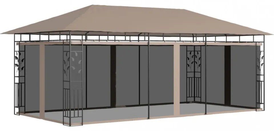 tópszínű pavilon szúnyoghálóval 6 x 3 x 2,73 m 180 g/m²