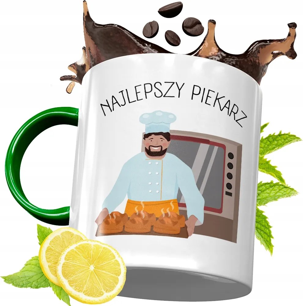 Zöld Bögre Péknek Születésnapi Ajándéknak, fényképes nyomattal