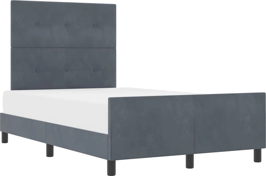 vidaXL Boxrugós ágy fejtámlával Sötétszürke 120 x 200 cm Bársony