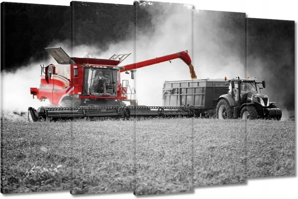 Vászonkép 150x95 Piros kombájn Aratás