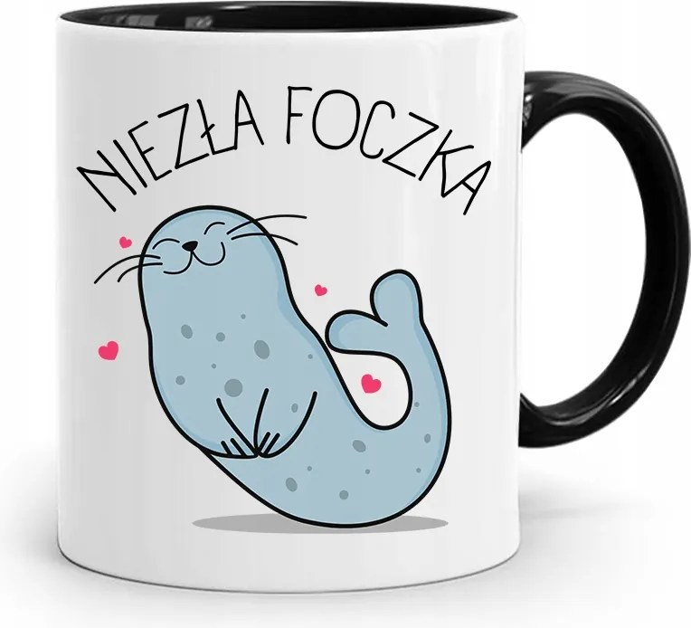 Bögre Fekete Vicces Szép Fóka nyomott mintával