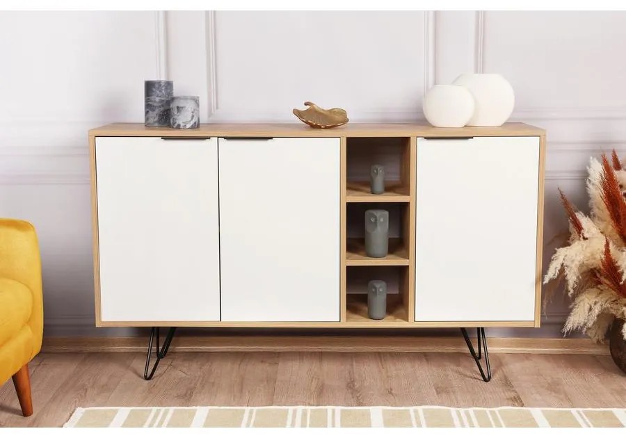 Konzolasztal Clara Console - Oak, Fehér