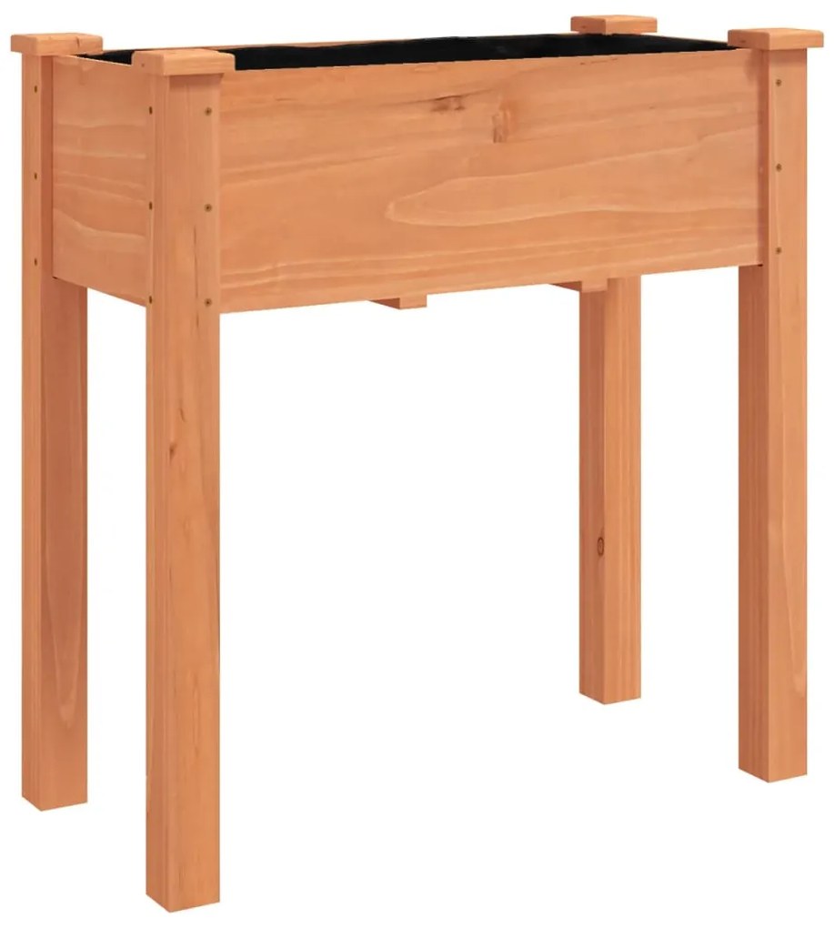 barna tömör fenyőfa kerekes ültetőláda béléssel 71 x 37 x 80 cm