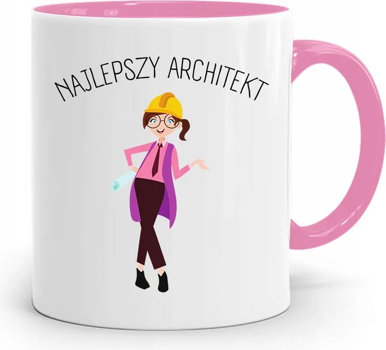Rózsaszín Építész Bögre A Legjobb Építész fényképes nyomtatással