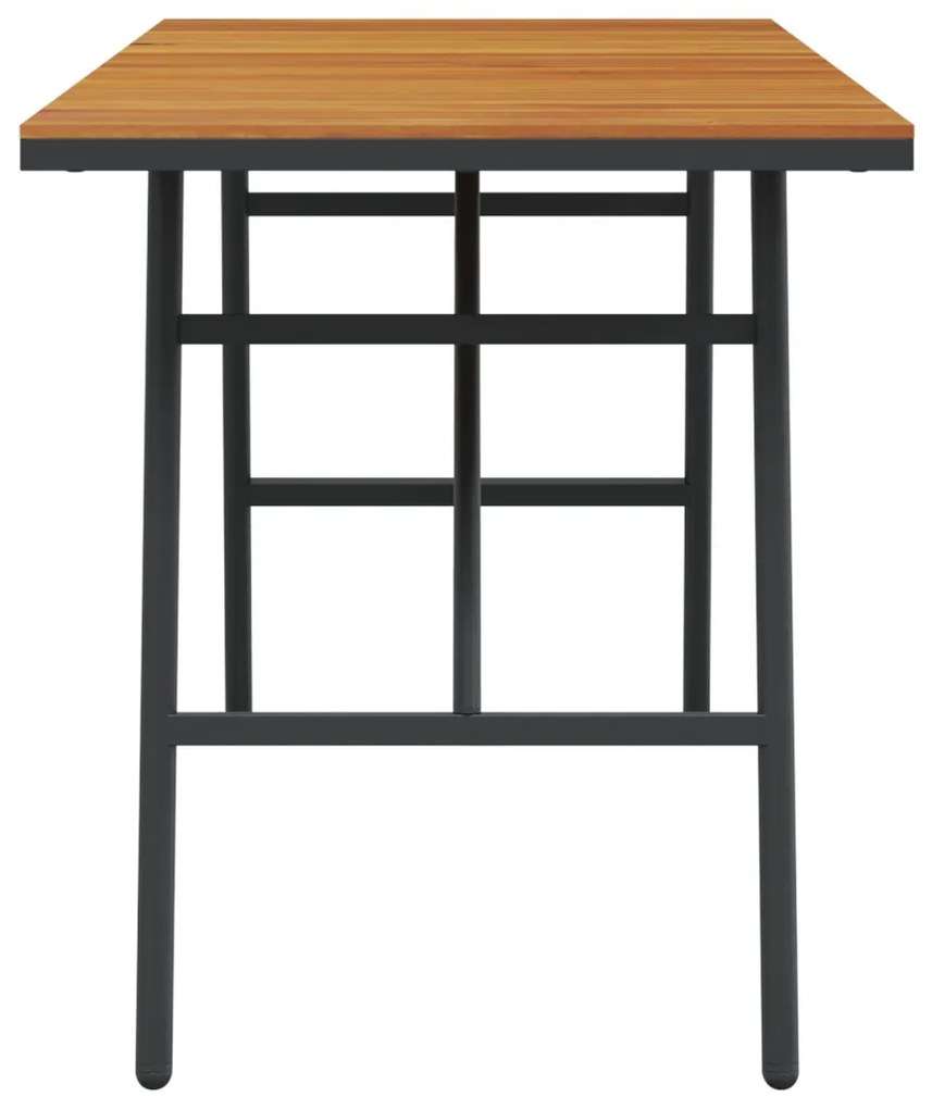 Étkezőasztal - Fekete, 110x55x62 cm, Tömör akácfából