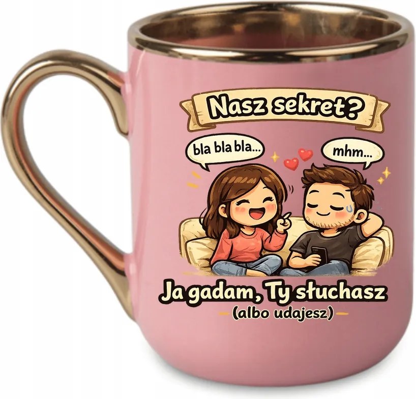 Elegáns bögre A mi titkunk? Én beszélek, Te hallgatod Valentin-nap 330 Rózsaszín