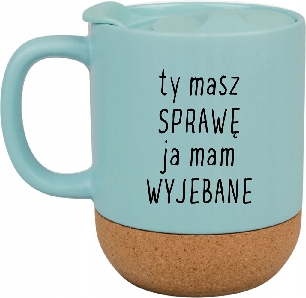 Kék Bögre Fedéllel És Parafa Aljjal Ajándék Neked