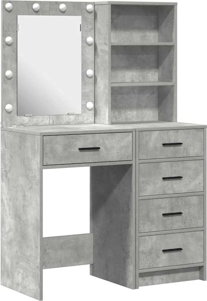 vidaXL Öltözködőasztal fiókkal 2 pcs Szürke 50 x 41 x 135 cm Faanyag