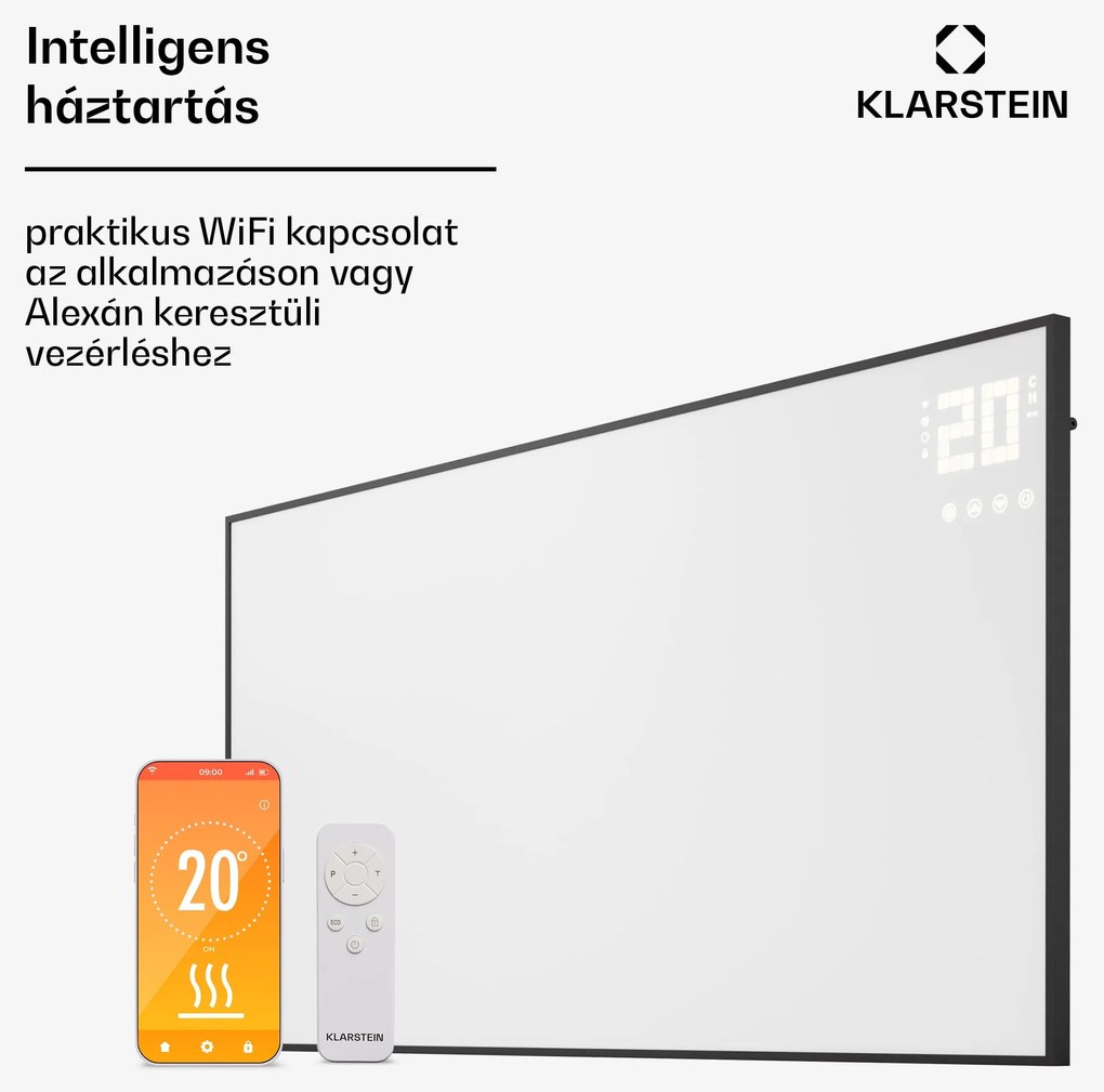 Klarstein Wonderwall Smart Bornholm, infravörös hősugárzó, 120 x 60 cm, 770 W, applikáció