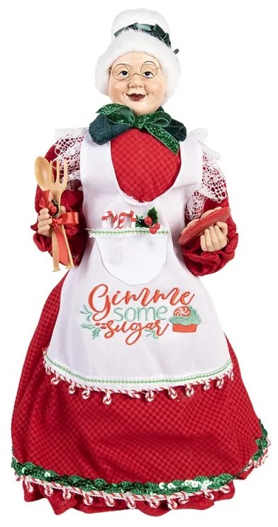 Mikulásanyó szakácsruhában karácsonyi figura 46 cm