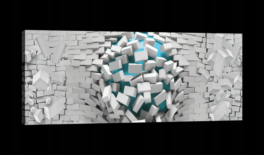 Vászonkép 145x45 3D hatás rombolás robbanás absztrakt geometria dinamika