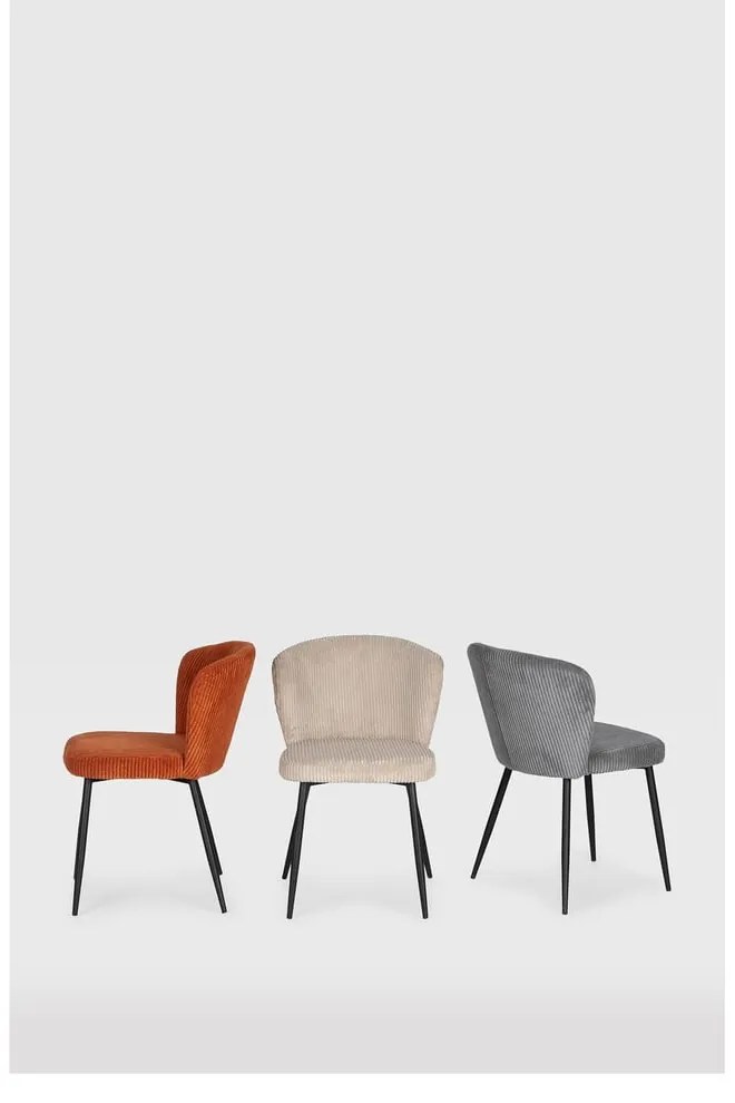 Szürke kordbársony étkezőszék szett 4 db-os Megan – Marckeric