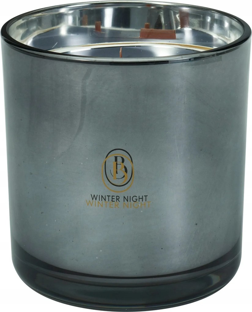 Luxus illatú maxi gyertya Téli Éjszaka, sötétszürke (15x15 cm)