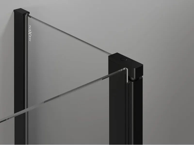 Mexen Mist, ötszögletű zuhanykabin, jobb oldali 90 x 90 cm, átlátszó üveg-fekete rács, 8A8-090-090-70-77-P