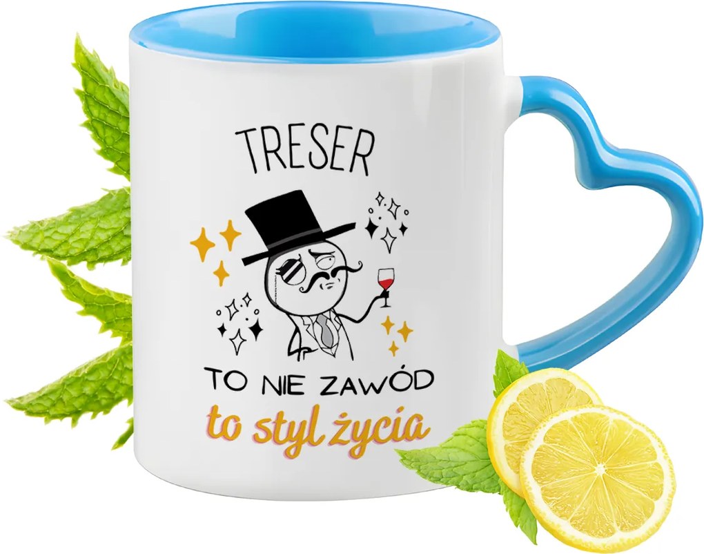 Treser Kék Bögre Szív Alakú Füllel Ajándék