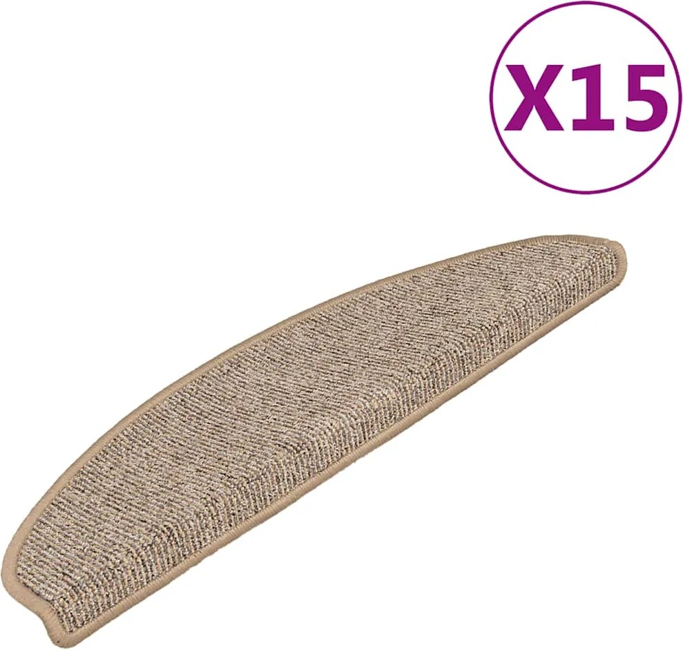 vidaXL 15 db barna, félkör alakú, nagy lépcsőszőnyeg 65 x 21 x 4 cm