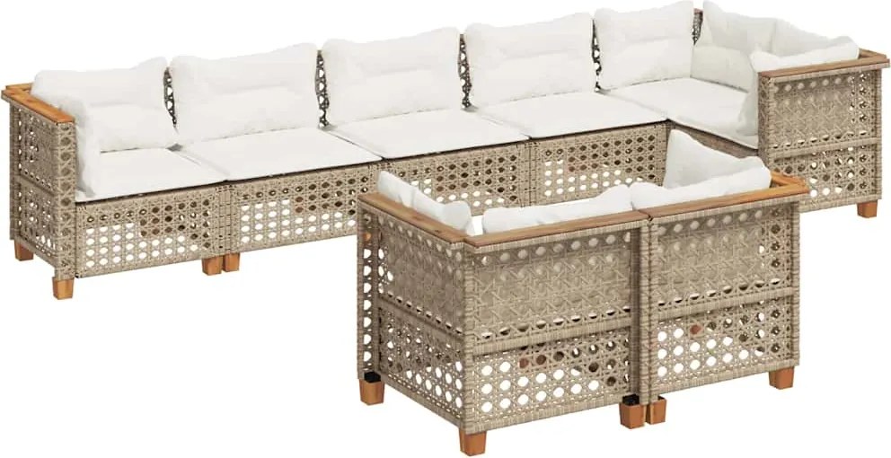 vidaXL 8 részes bézs polyrattan kerti ülőgarnitúra párnával