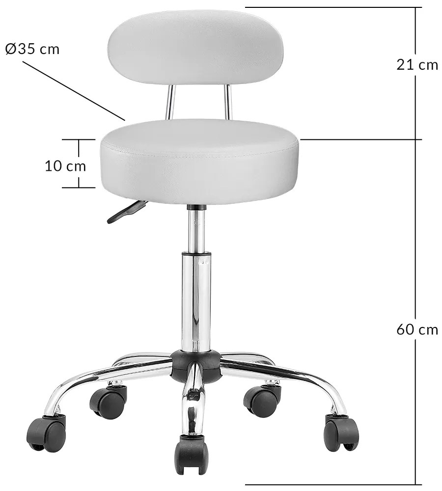 Casaria® Görgős szék háttámlával - fehér