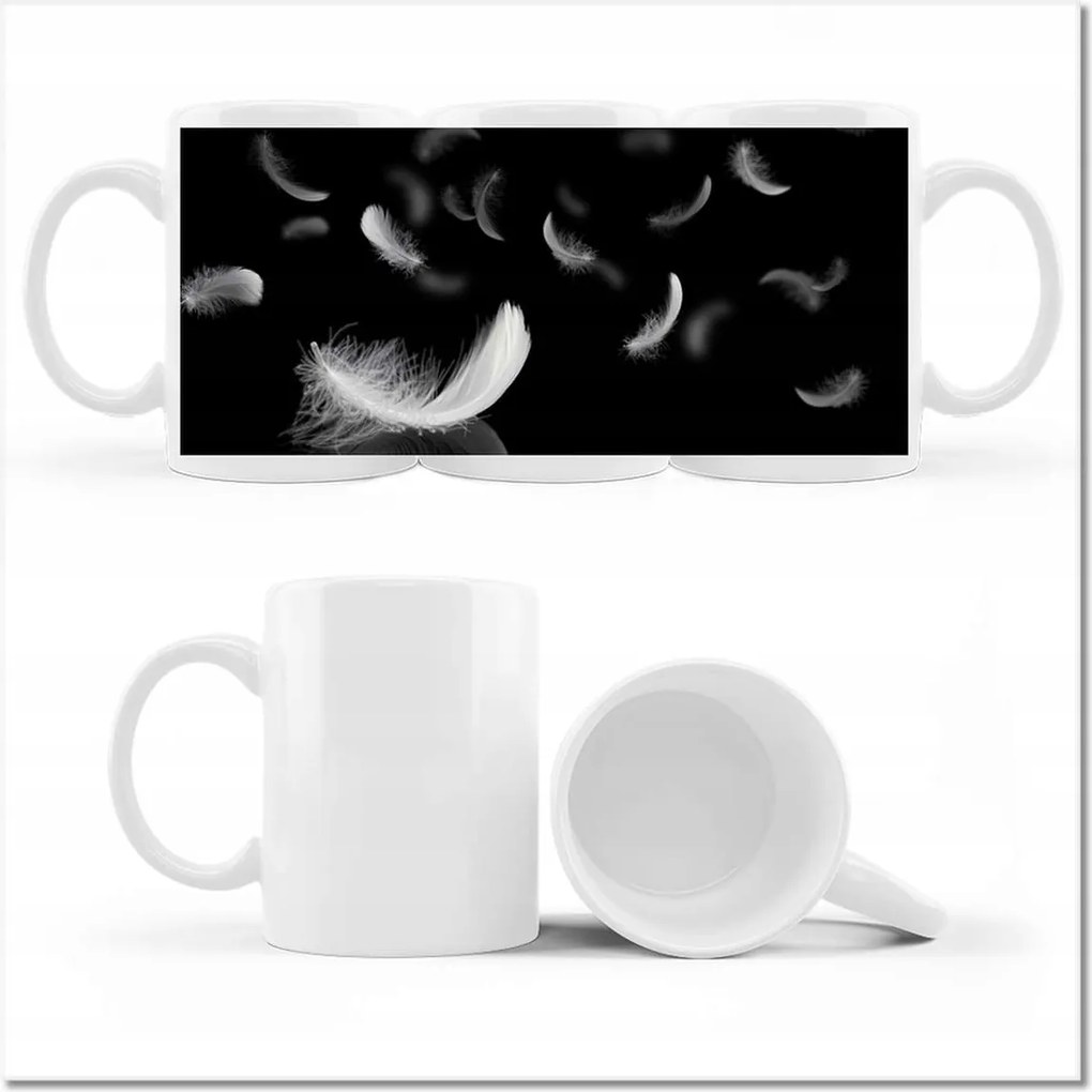 Fényképes bögre Hulló fehér tollak