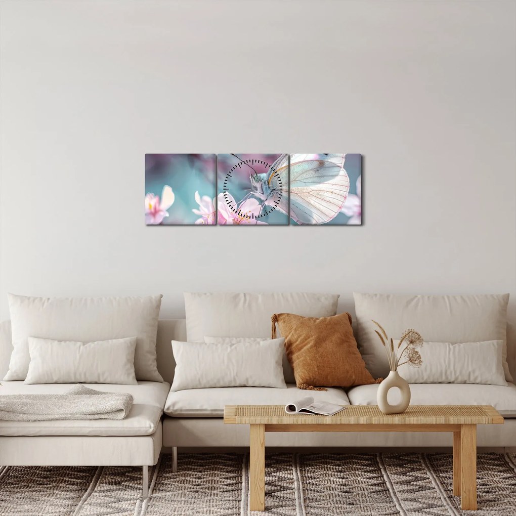 Kép - Pillangó a cseresznyefán (órával) (90x30 cm)