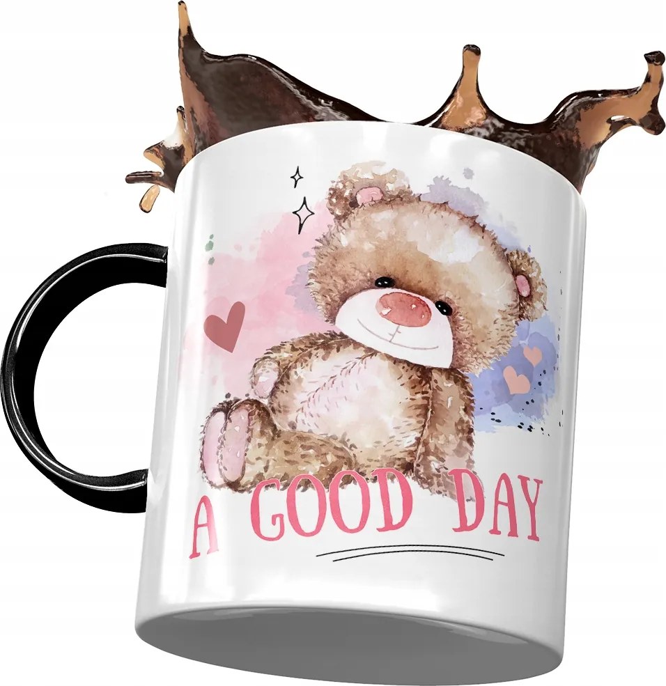 Fekete bögre macival Aranyos mackó ajándék fényképes nyomtatással