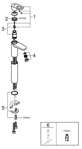 GROHE 23764000 - BAULOOP DN 15 mosdócsaptelep fényes króm