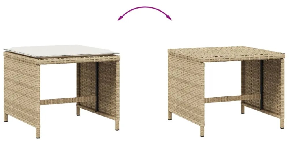 4 db bézs polyrattan kerti szék párnával 41 x 41 x 36 cm