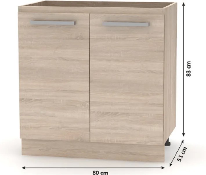 Konyhabútor 2,4 m, tölgy sonoma, NOVA PLUS