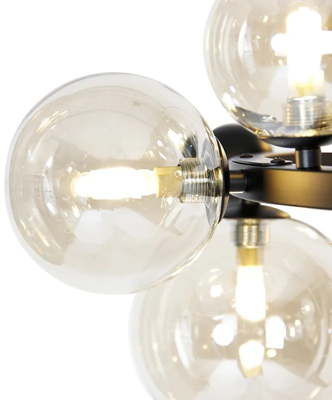 Okos függőlámpa fekete borostyánszínű üveggel, 12 izzóval, Zigbee G9-el - David