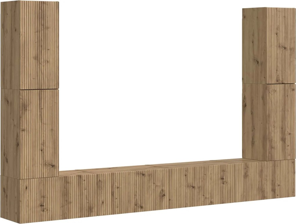 vidaXL TV szekrény garnitúra 8 pcs Artisan tölgy Faanyag