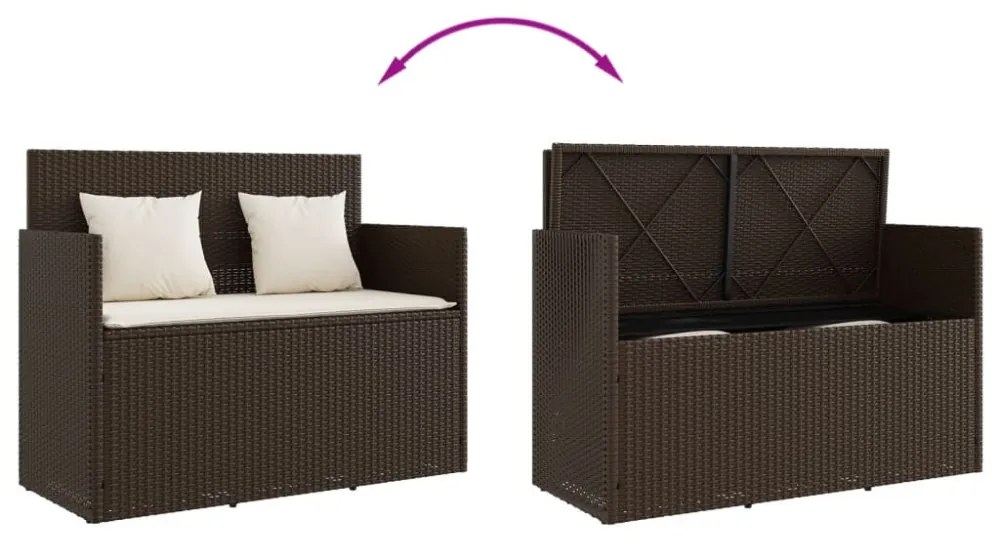 barna polyrattan kerti pad párnákkal