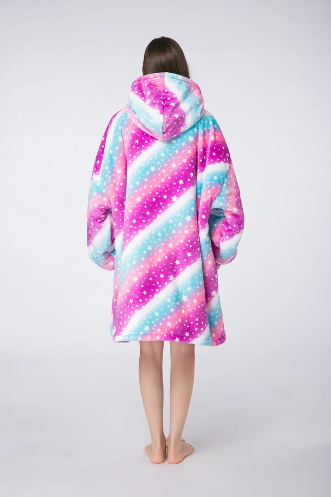 báránybunda hatású kapucnis, ujjas pléd AURORA színes