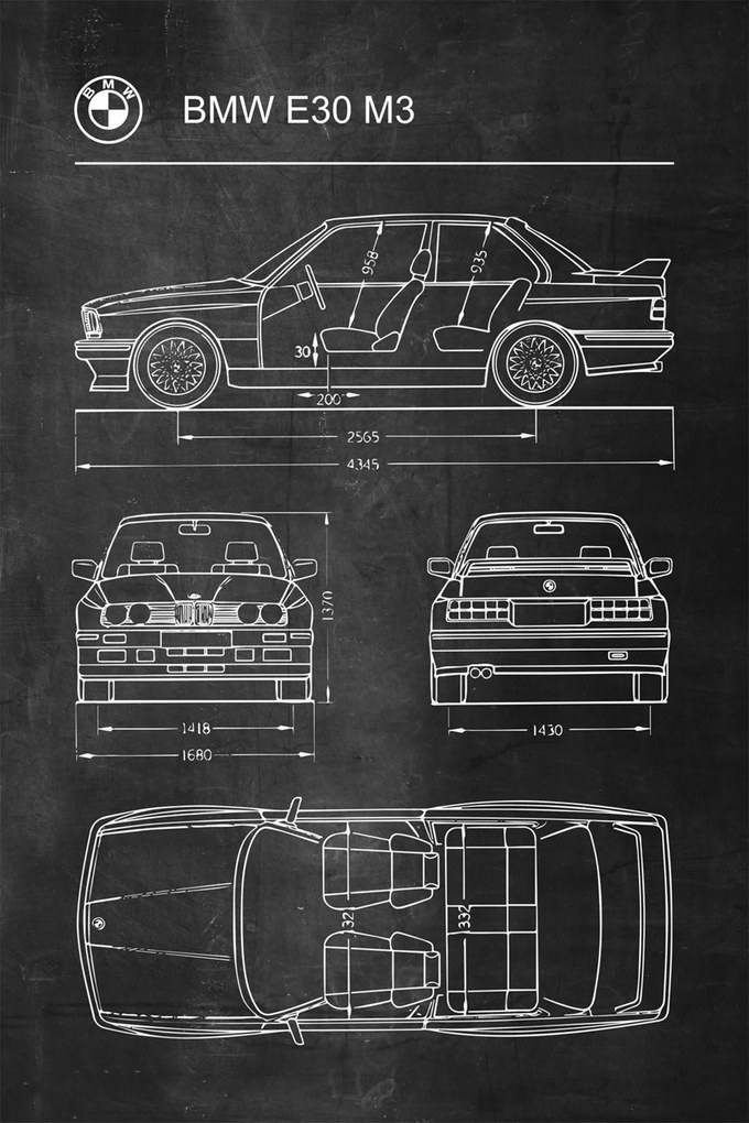 Poszter Bmw E30 M3 Retro Patent A1+ diagram