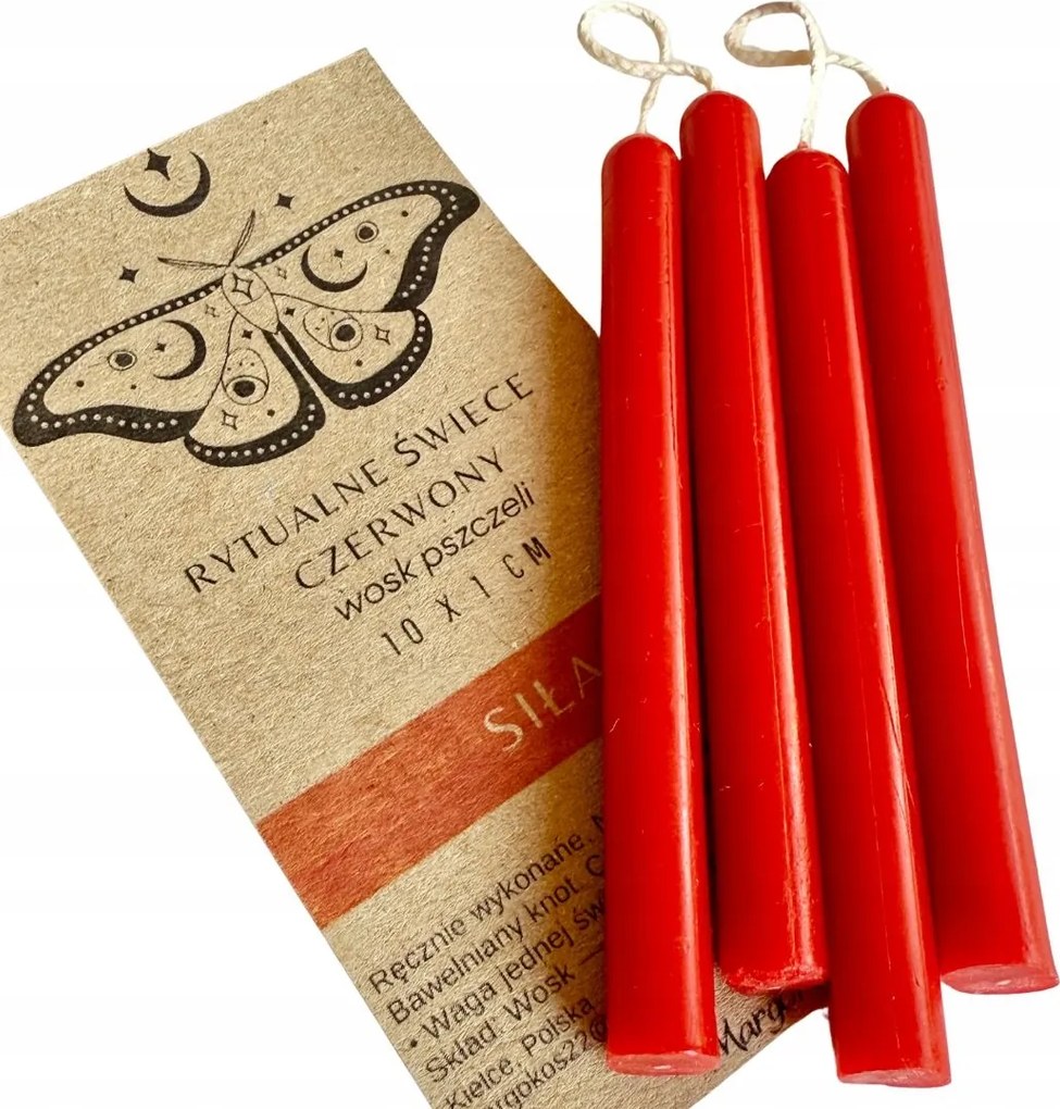 Piros Rituális Gyertyák 4 Db Mágikus Gyertya 100% Méhviasz Erő