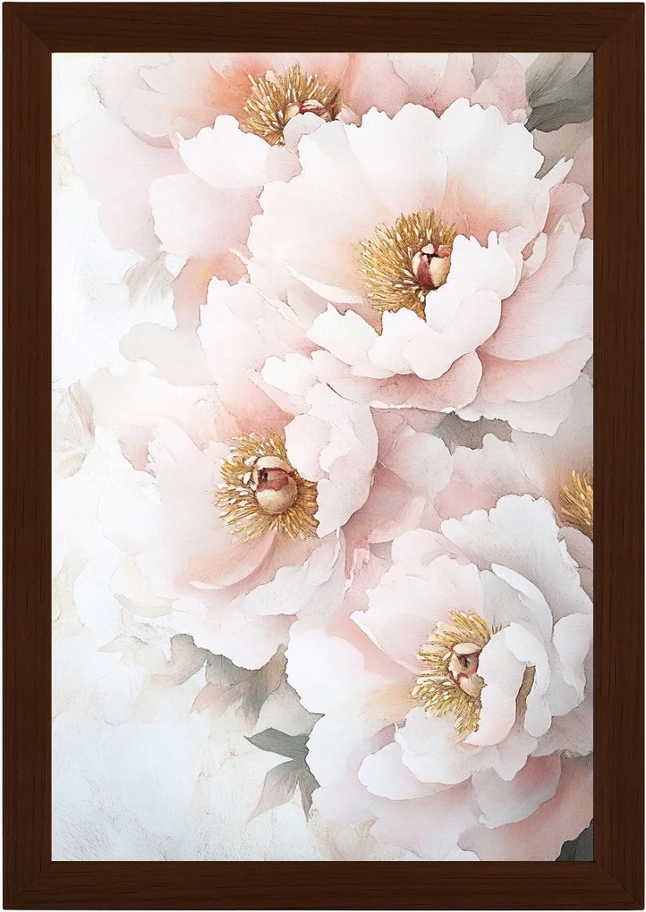 Poszter Keret Fa Természet Virágok Peonie Bazsarózsa Glamour Makró 40x60