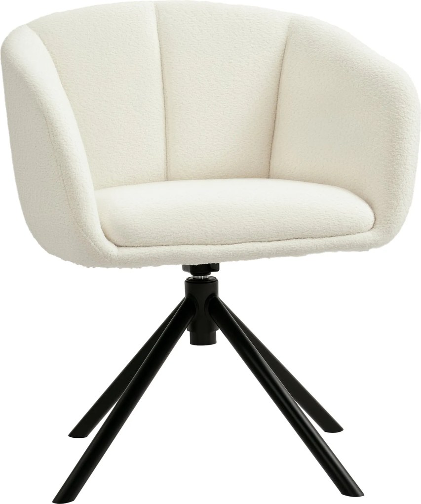 HOMCOM Karfás Fotele, Vászon Hatású, Forgós Étkezőszék, Fém Lábas Forgós Szék, Konyhai Szék, Nappaliba, Konyhába, Hálószobába, Elefántcsont | Aosom